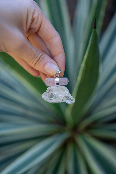 Rose Quartz and Clear Quartz Pendant